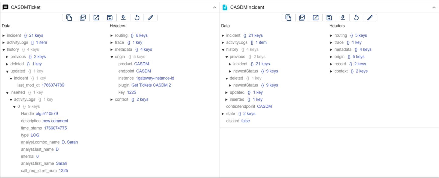message with history