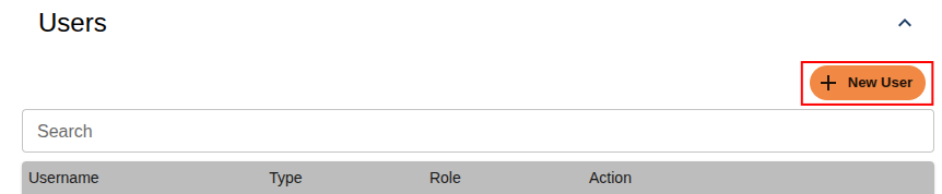 Users section in setup