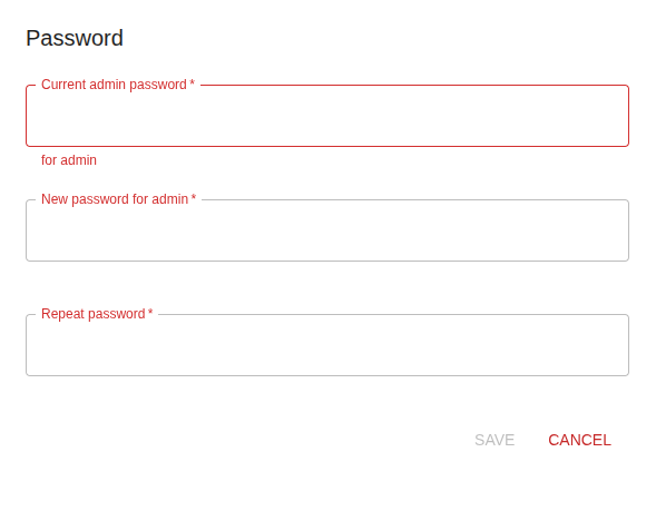 Password change popup